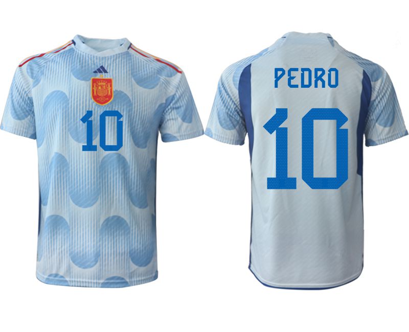 Cheap Men 2022 World Cup National Team Spain away aaa version blue 10 Soccer Jerseys